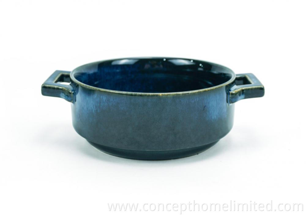 Reactive Glazed Stoneware Dinner Set In Deep Blue Ch22067 G10 8